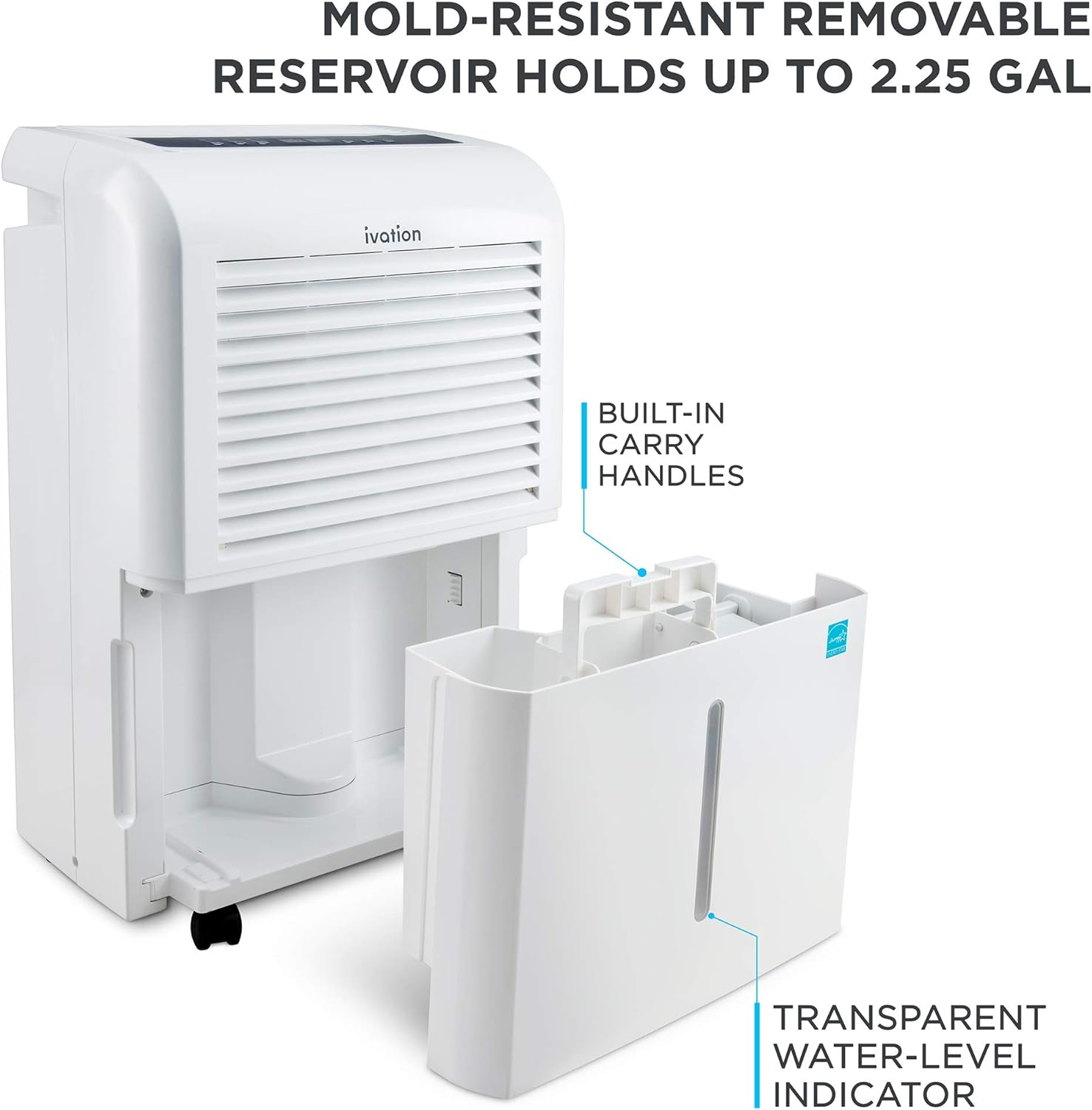 Ivation 4,500 Sq Ft Energy Star Dehumidifier with Pump, Large Capacity Compressor Includes Programmable Humidity, Hose Connector, Auto Shutoff and Restart and Washable Filter (4,500 Sq Ft W/ Pump)