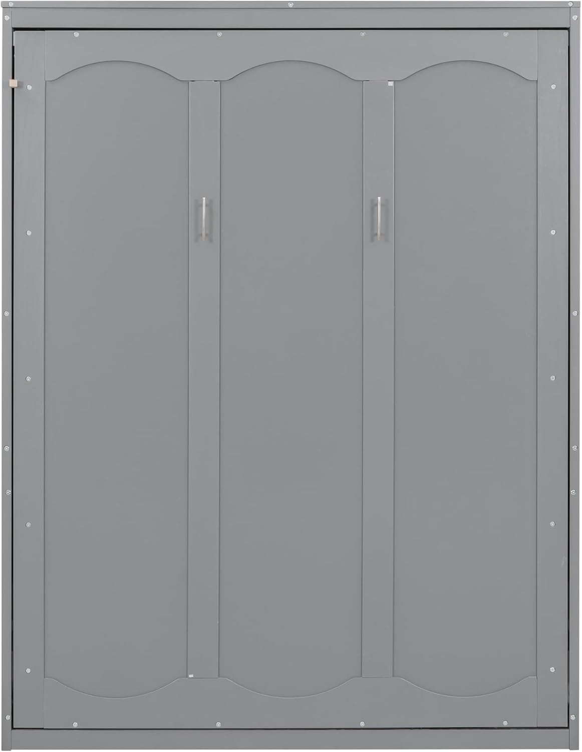 Queen Size Murphy Bed with Shelves, Easy Fold Wood Wall Bed, Space-Saving Murphy Bed Cabinet Queen for Guest Room Home Office,Grey