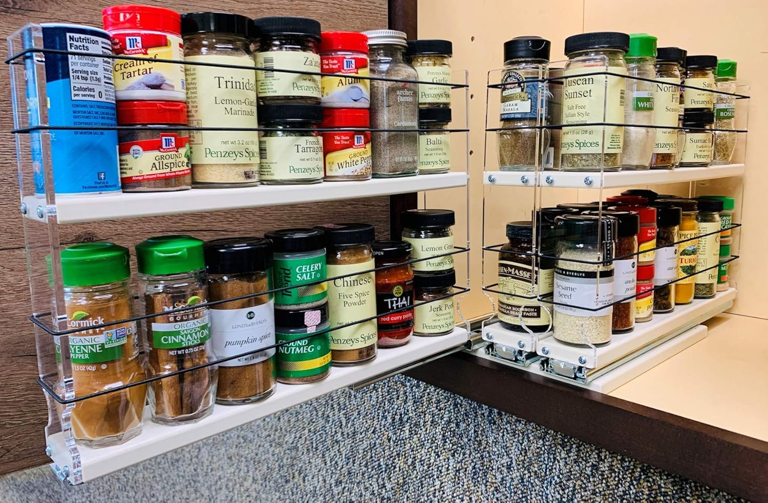Vertical Spice - 222x2x14 DC - Spice Rack - Cabinet Mounted- 3 Drawers - 36 Capacity - New and Unique