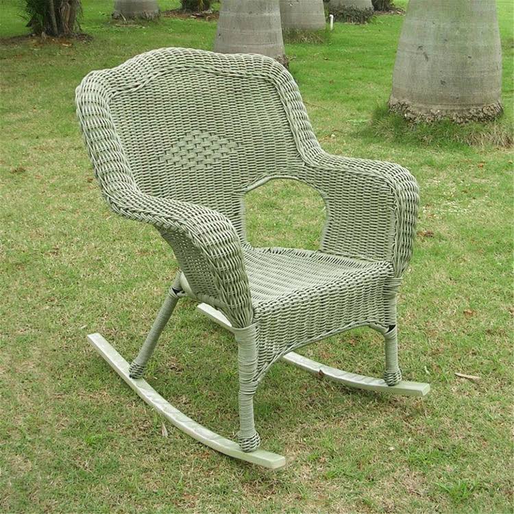 International Caravan Camelback Resin Wicker Rocker - White