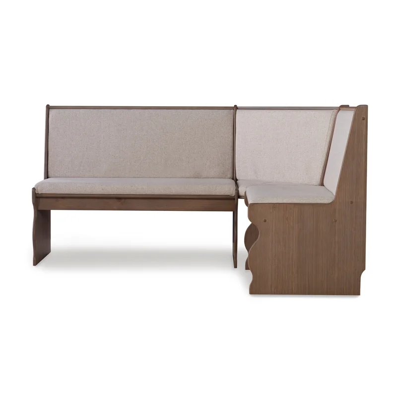 Pemberly Row Transitional Wood Corner Nook Dining Set in Brown