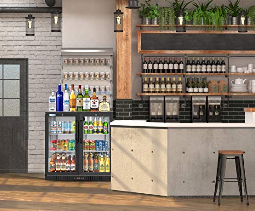 KoolMore Door Counter Height Back Bar Cooler - Glass Front Refrigerator with LED Lighting