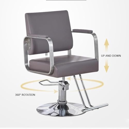barber chair, Salon Chair for Hair Stylist Stylist Chair with Heavy Duty Hydraulic Pump, 360 Degrees Swivel Spa Beauty Equipment for Hair Stylist Women Man,Grey,A