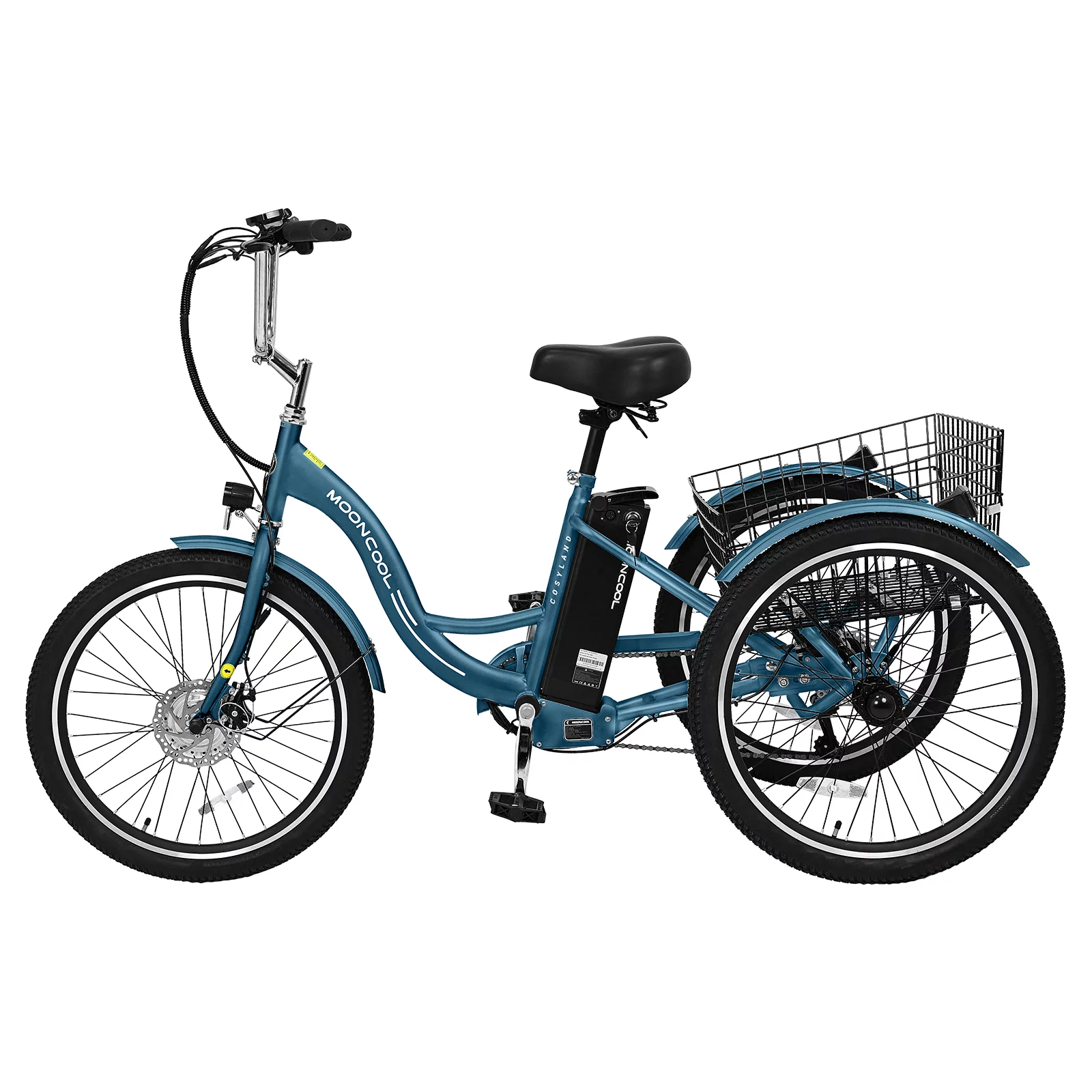 MOONCOOL Electric Tricycle, 350W 36V 24 Inches 7 Speeds 3 Wheels Electric Bikes for Adults, Motorized Electric Trike Three Wheel Electric Bicycle