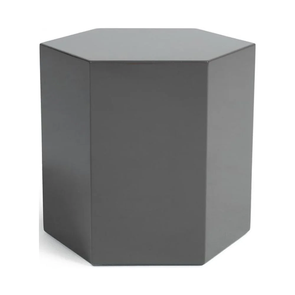 HomeRoots 473145 Modern High Gloss Hexagonal End Table, Light Grey