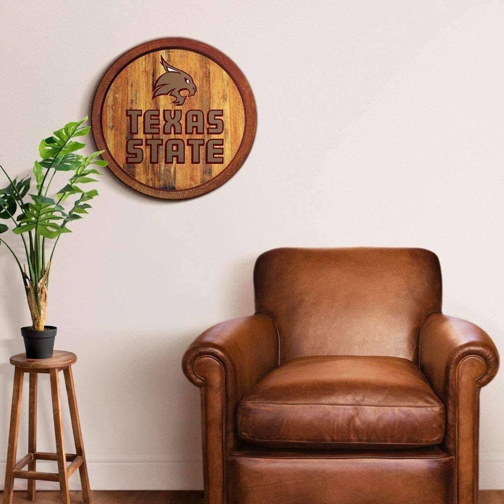 Texas State Bobcats 20x22 Barrel Team Logo Wall Sign-Primary Logo-Color