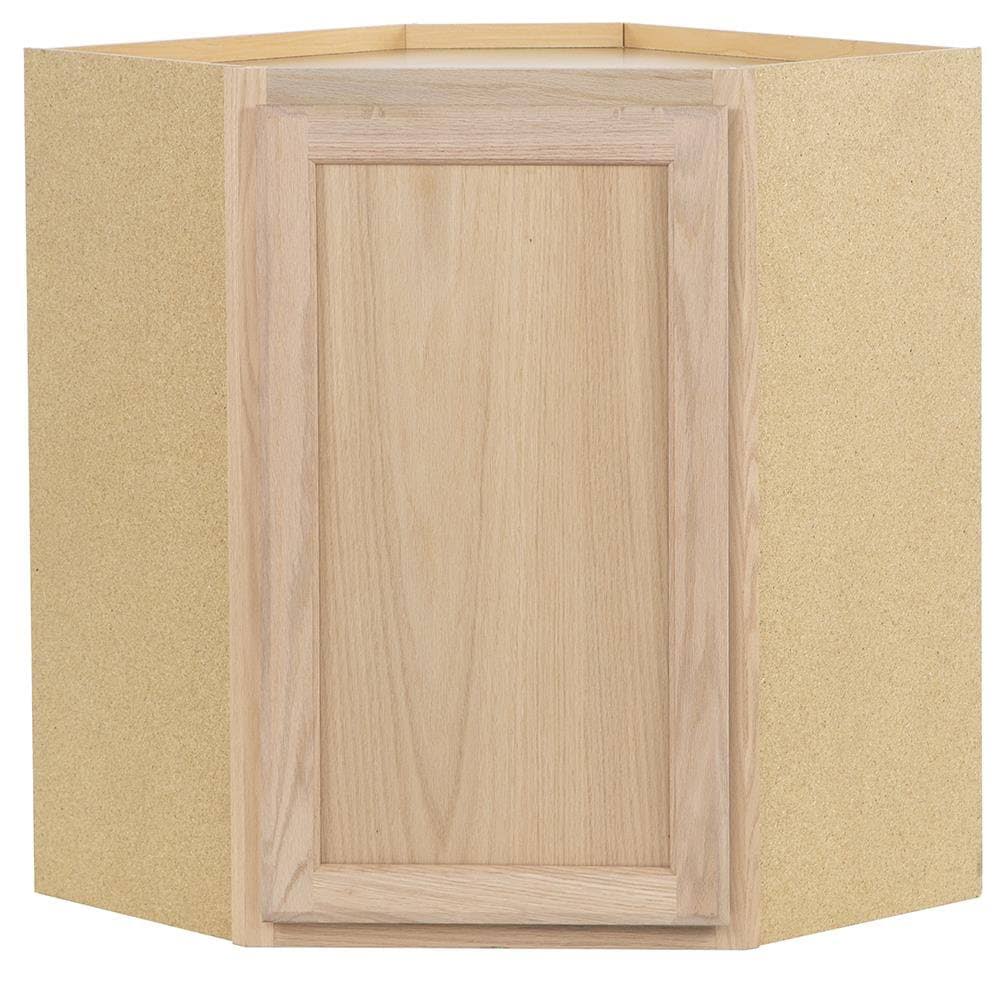 Project Source 24-in W x 30-in H x 12-in D Natural Unfinished Oak Corner Wall Stock Cabinet