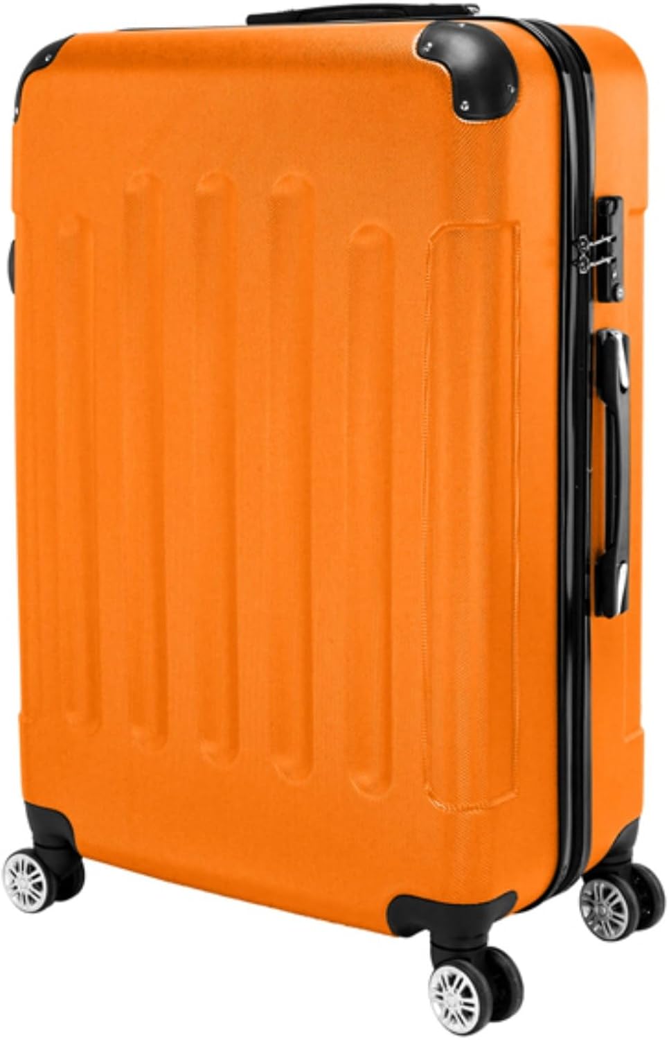 3 Piece Set Luggage, Hardside Roller Suitcase 20"" / 24"" / 28"" Set, PC ABS Carry on Luggage with Spinner, Rolling Carry-On Trolley Case, Orange, Blue