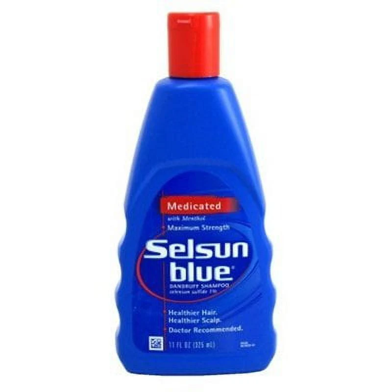 Selsun Blue Maximum Strength Medicated Anti-Dandruff Shampoo with Menthol for Itchy, Dry Scalp 11oz