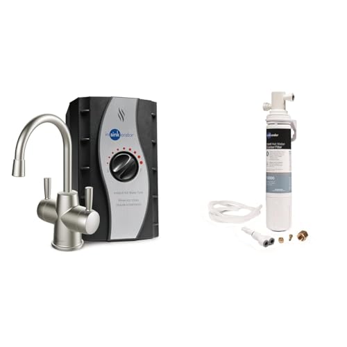 InSinkErator HOT250 Instant Hot Water Dispenser System, Single-Handle Faucet in Satin Nickel with 2/3-Gallon Stainless Steel Tank, H250SN-SS