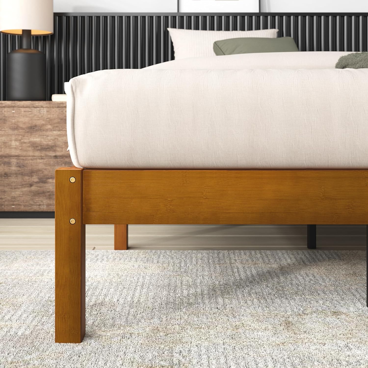 Zinus Ellie 14 Inch Bamboo Platform Bed Frame, Wood Slat Support, No Box Spring Needed, Easy Assembly, Full
