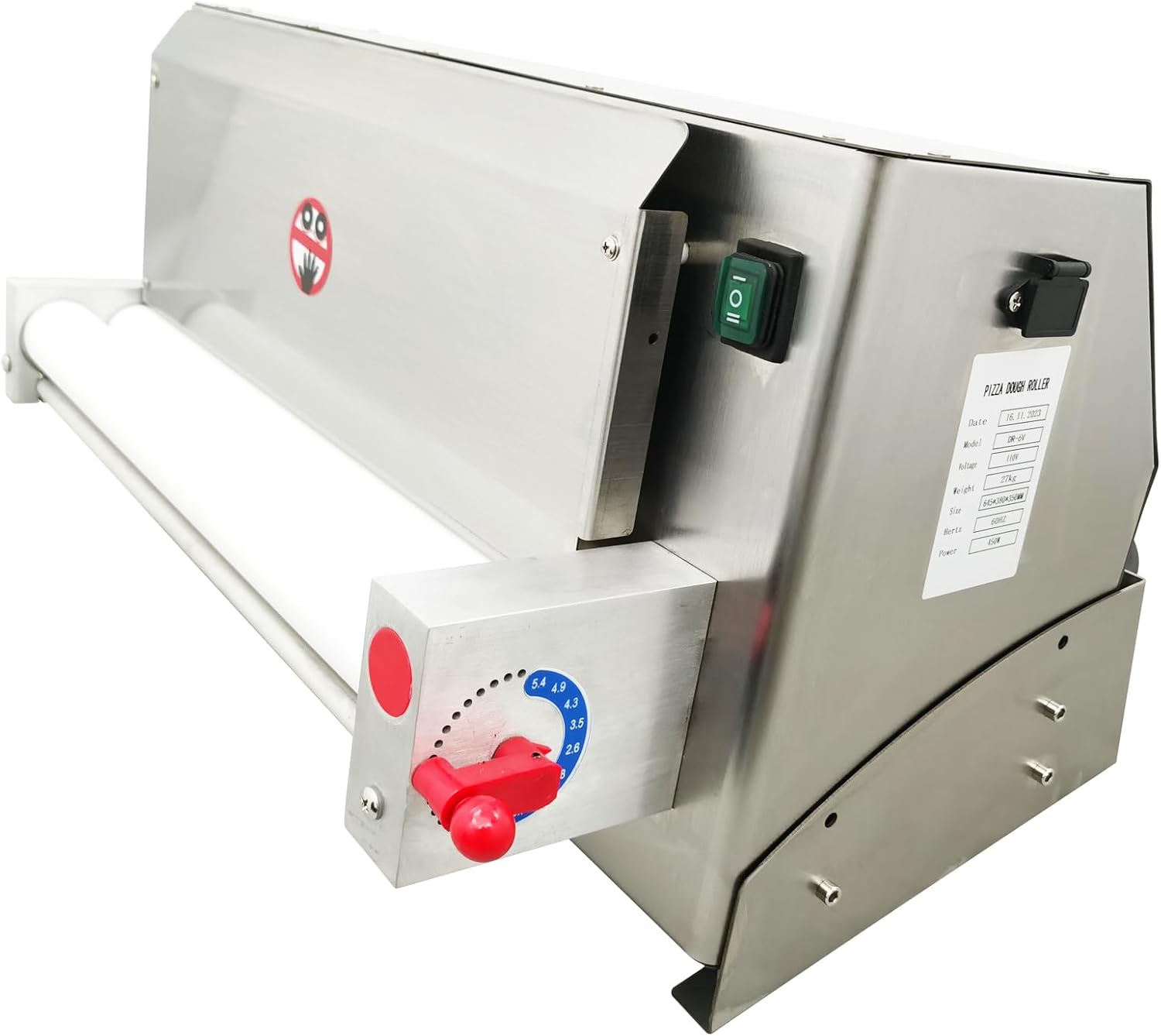 Electric Pizza Dough Roller Sheeter 20in Pastry Press Making Machine 4"-19" Diameter Automatic Pizza Dough Rolling Press Machine 450W Stainless Steel Pasta Bread Noodle Maker 110V