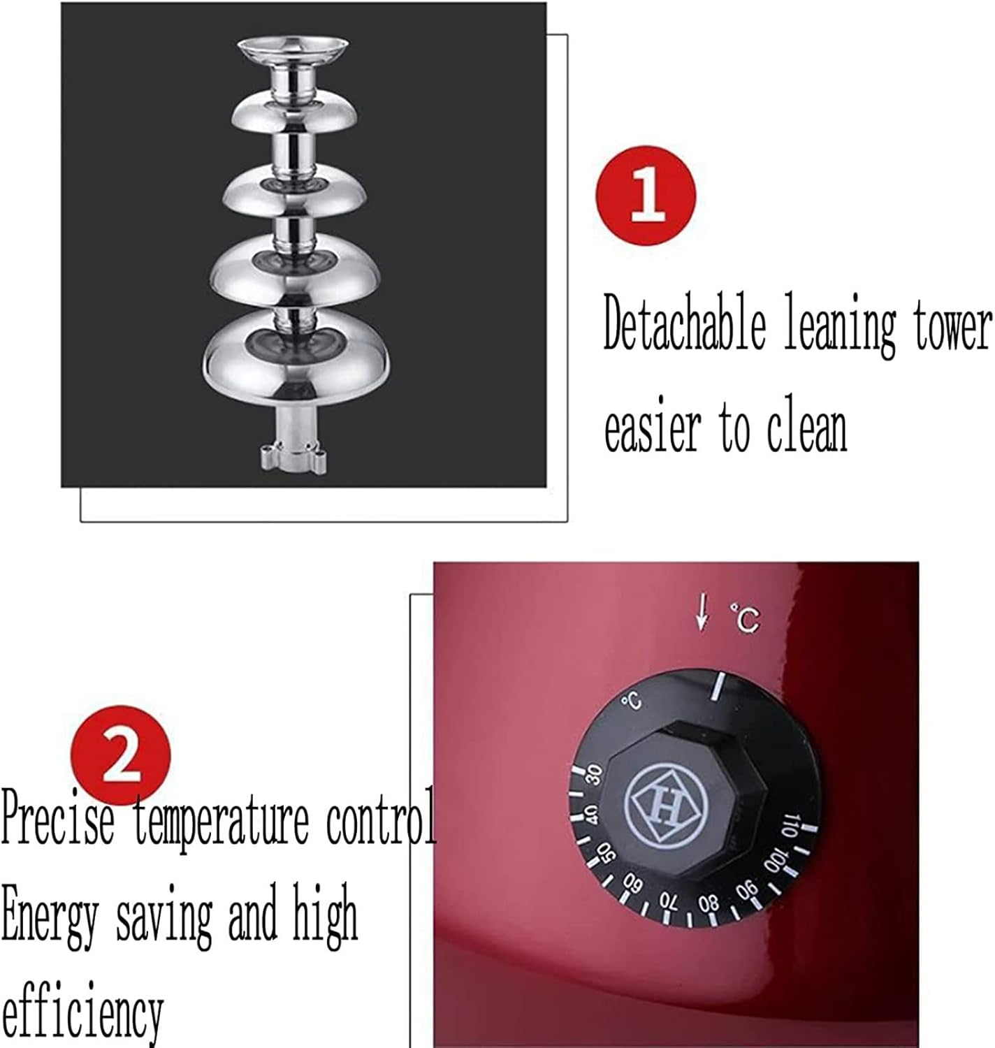 Electric Chocolate Fondue Fountain Machine, 5 Tiers Stainless Steel Chocolate Melting Machine, Adjustable Temperature 0-110°C, for Party Wedding and Birthday