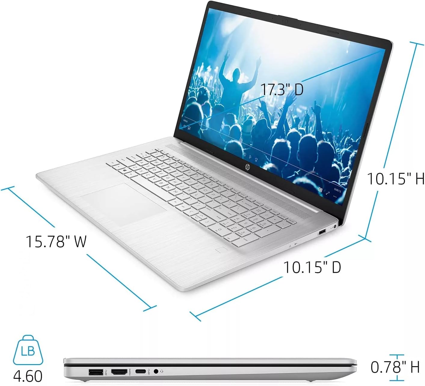 HP 2022 17.3" Full HD IPS Premium Laptop | 11th Generation Intel Core i7-1165G7 | Intel UHD Graphics | 8GB DDR4 | 512GBSSD | Windows 10 Home | Silver |