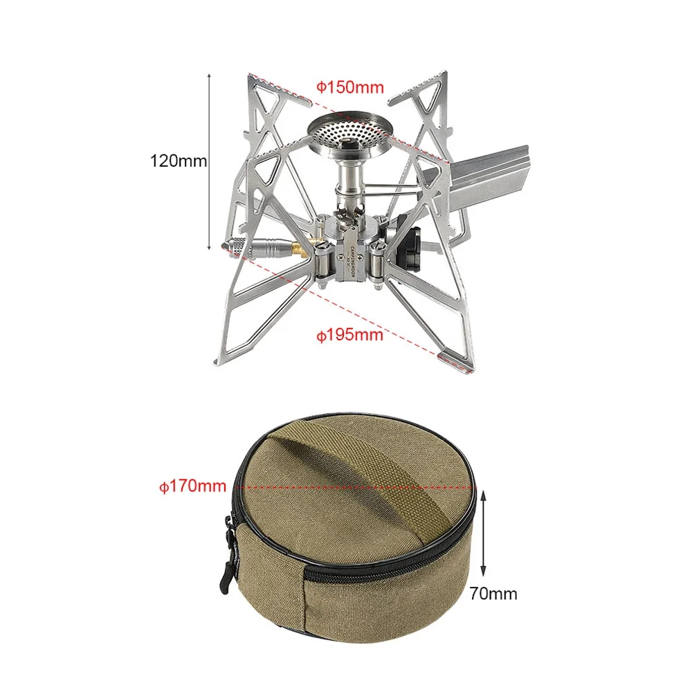 CAMPINGMOON Electronic Ignition Camping Metal Stoves Portable Picnic Barbecue Furnace Foldable Stoves with Storage Bag Water Boiling Cooking Accessory