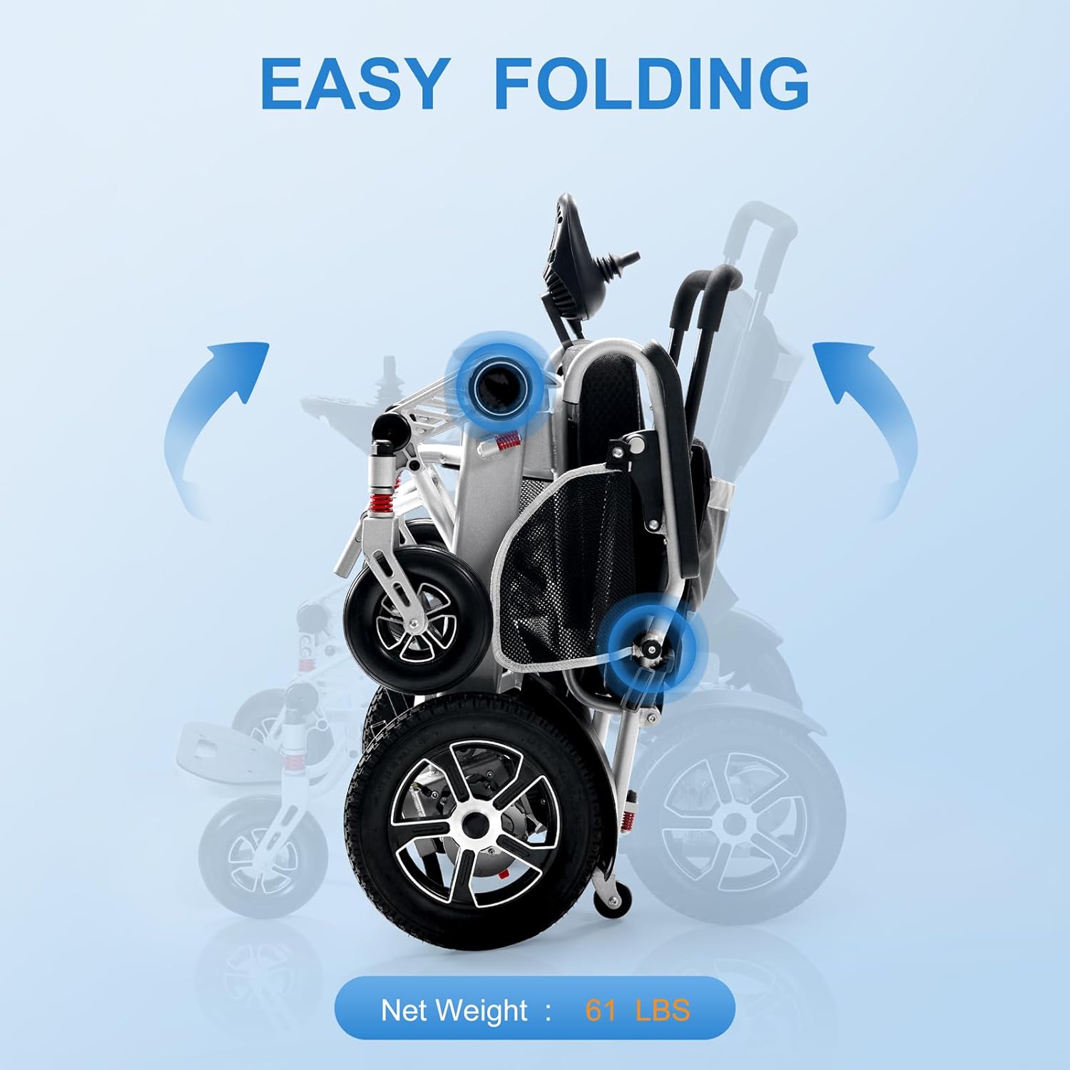 Specialized Electric Wheelchair for The Elderly and Disabled, Lightweight and Foldable, Long Range, Travel for All Terrain
