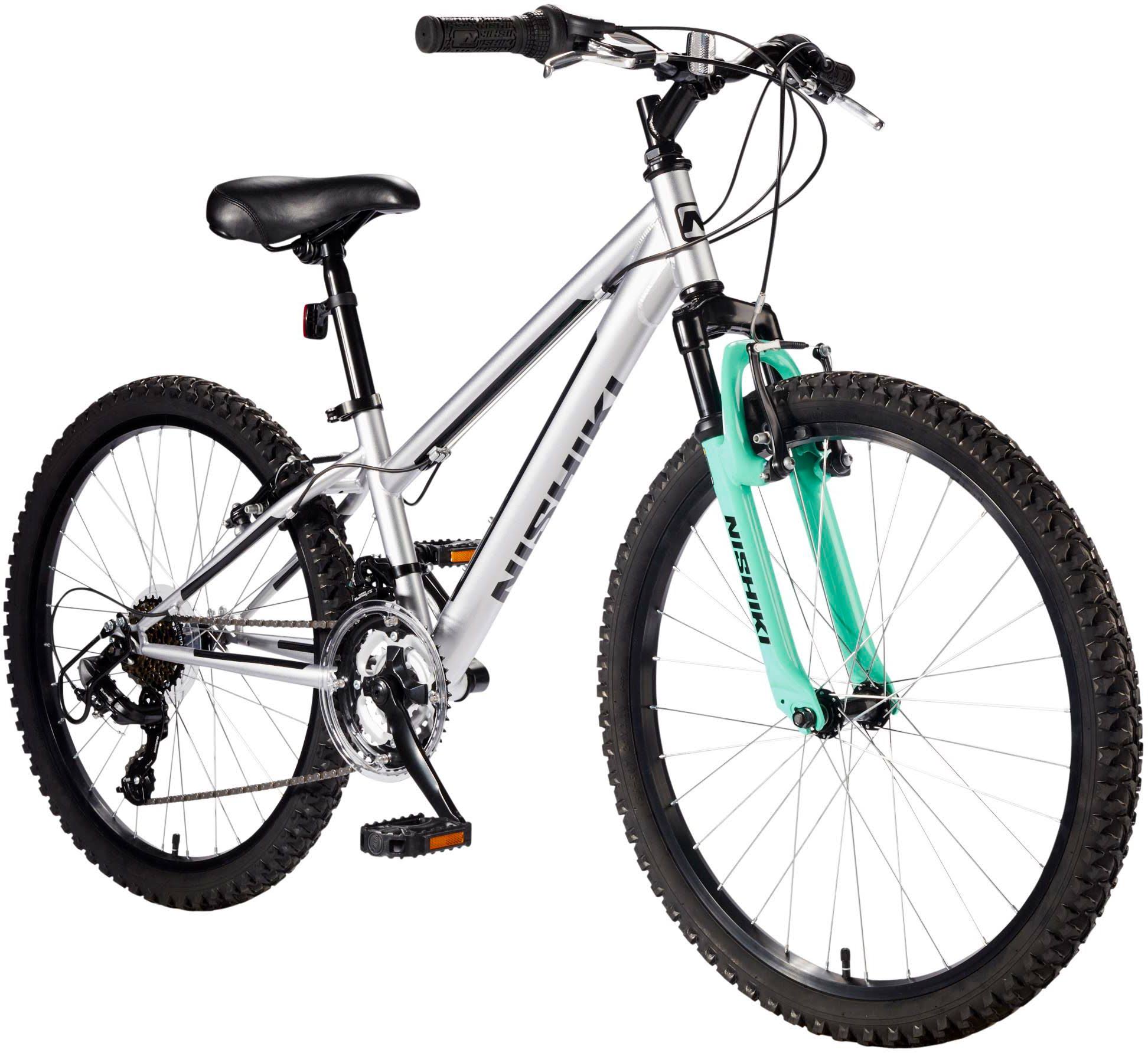 Nishiki Girls& Pueblo 24&& Mountain Bike, 24 in., Gray/Black/Mint