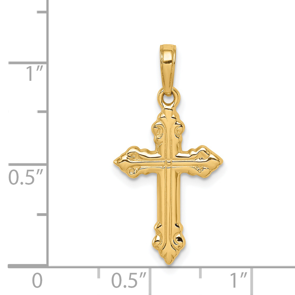 Carat in Karats 14K Yellow Gold Cross Pendant Charm (28mm x 15mm)