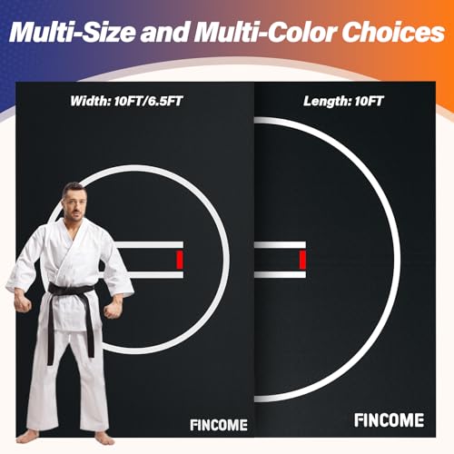 10' x 10' Wrestling Mat for Home Black Jiu Jitsu Wrestling Mats Durable Judo Mats for BJJ MMA Training Roll-Up Design Wrestling Mat for Grappling Martial Art Boxing Judo