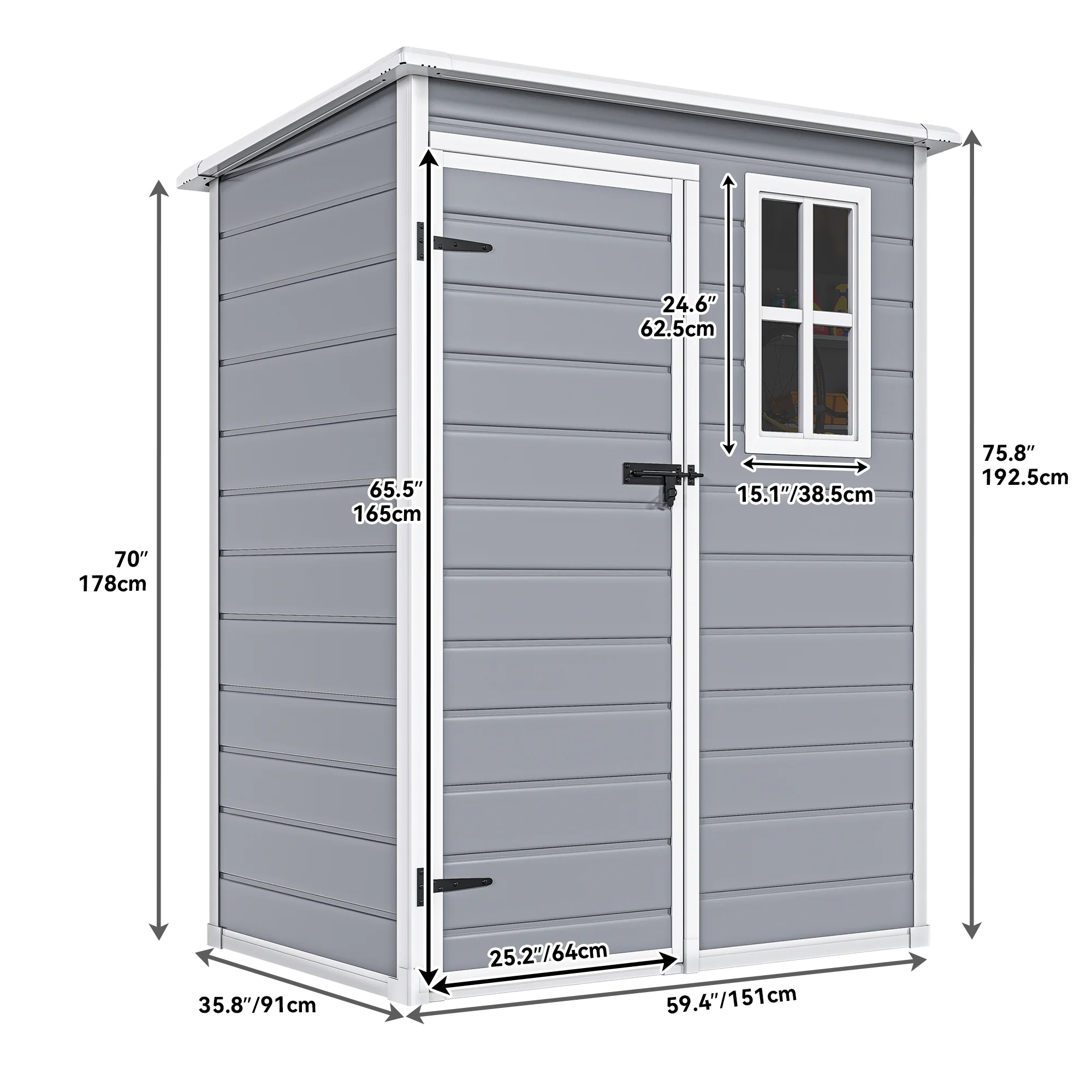 Dextrus Resin Outdoor Storage Shed 5x3 FT with Floor, All-Weather Resin Storage Shed with Lockable Door & Window, Waterproof