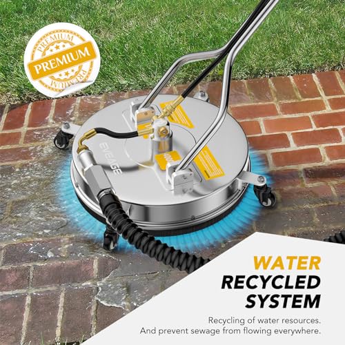 EVEAGE 14.5" Pressure Washer Surface Cleaner, Stainless Steel Pressure Washer Accessories 4 Weels & 1/4" Quick Connector, 4,000 PSI Power Washer for Driveways Sidewalks Patios Cleaning