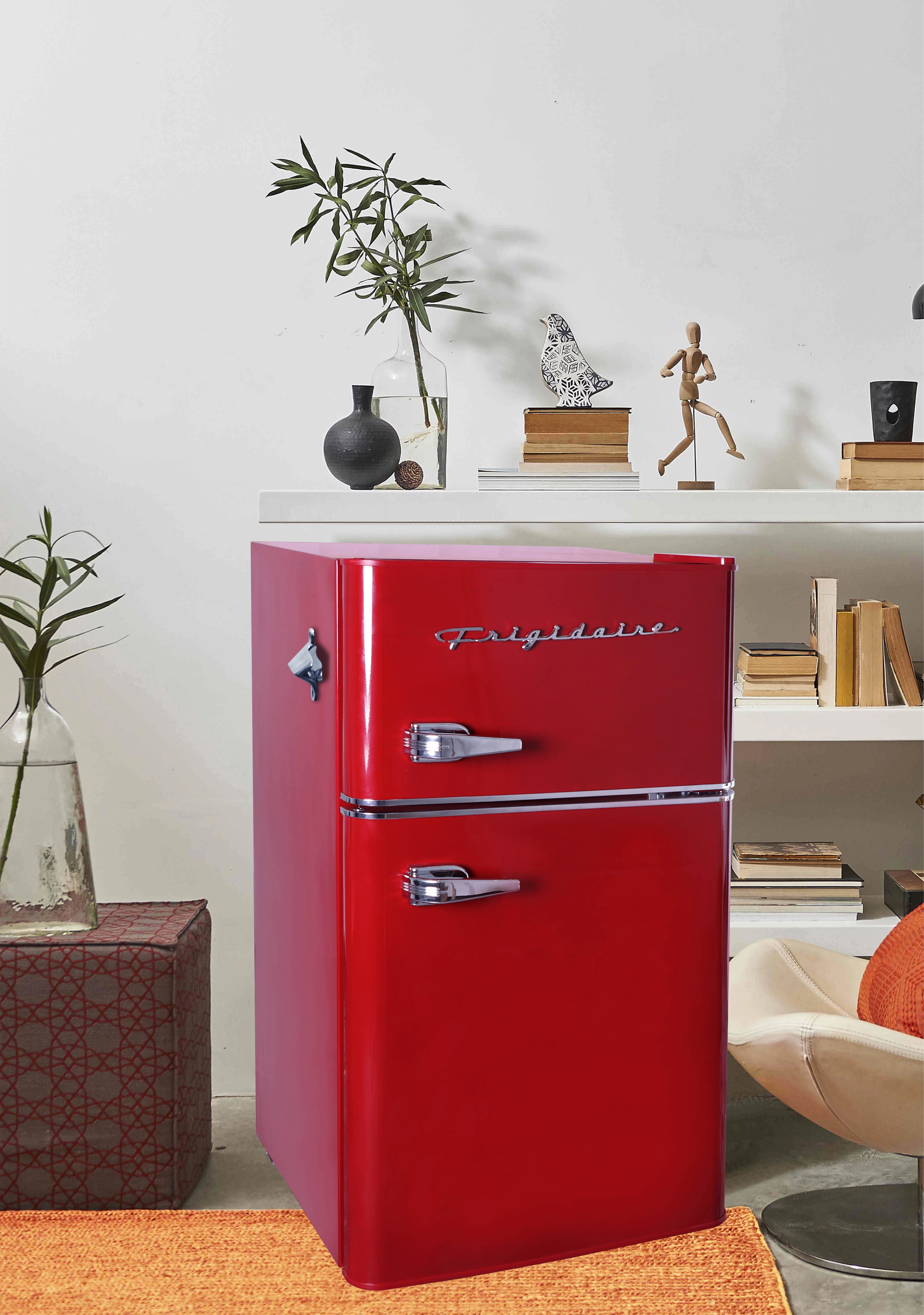 Frigidaire Retro 3.1 Cu ft Two Door Compact Refrigerator with Freezer, Red