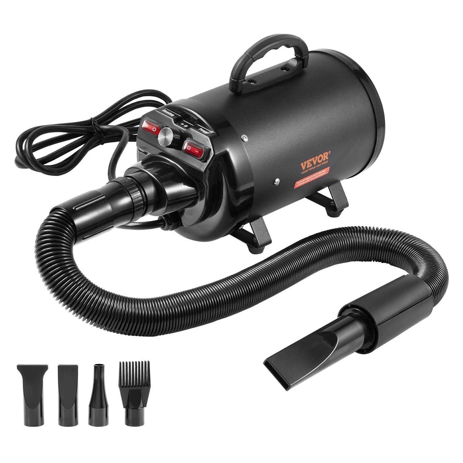 VEVOR Dog Dryer 2000-Watt Pet Grooming Dryer with Adjustable Speed and Temperature Control Pet Hair Dryer with 4 Nozzles - Pet Supplies online store
