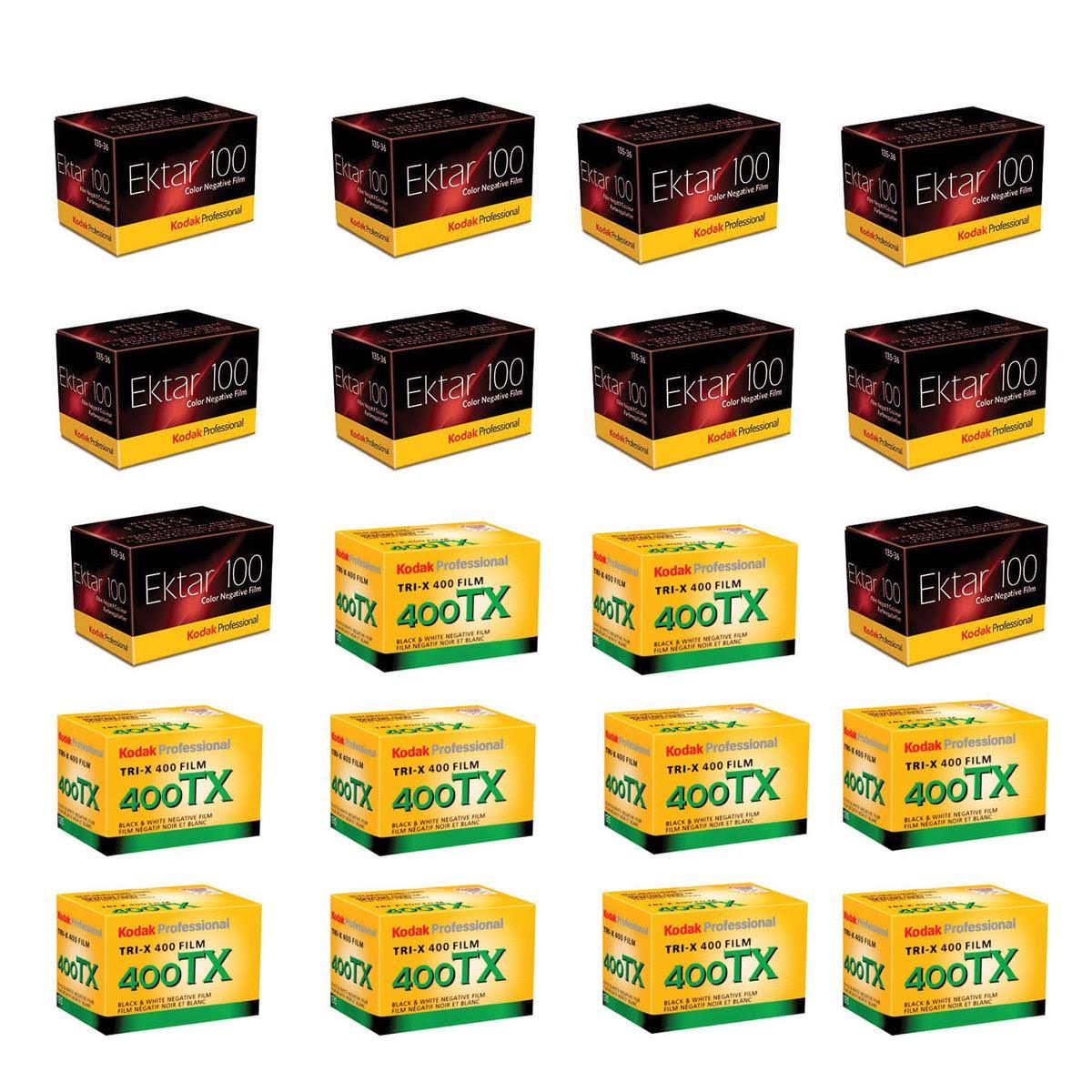 Kodak 10 x Ektar 100 Color Negative Film ISO 100, 35mm size, 36 Exp. - Bundle with 10x Tri-X Pan 400, Black u0026 White Negative