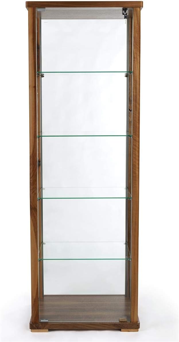 Displays2go Full Glass Narrow Curio Cabinet with Locking Doors �C Walnut (DCKDWDWN24)