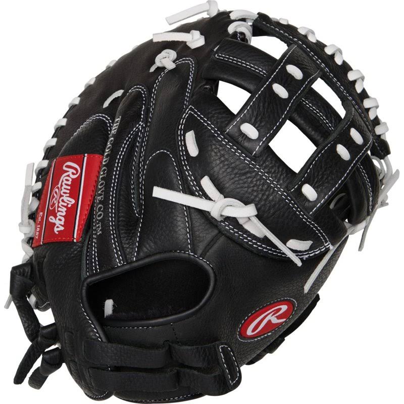 Rawlings Girls& Storm 32.5 in Fast-Pitch Softball Catcher&s Mitt Black/White - Sball/Bball Glove and Mitt at Academy Sports