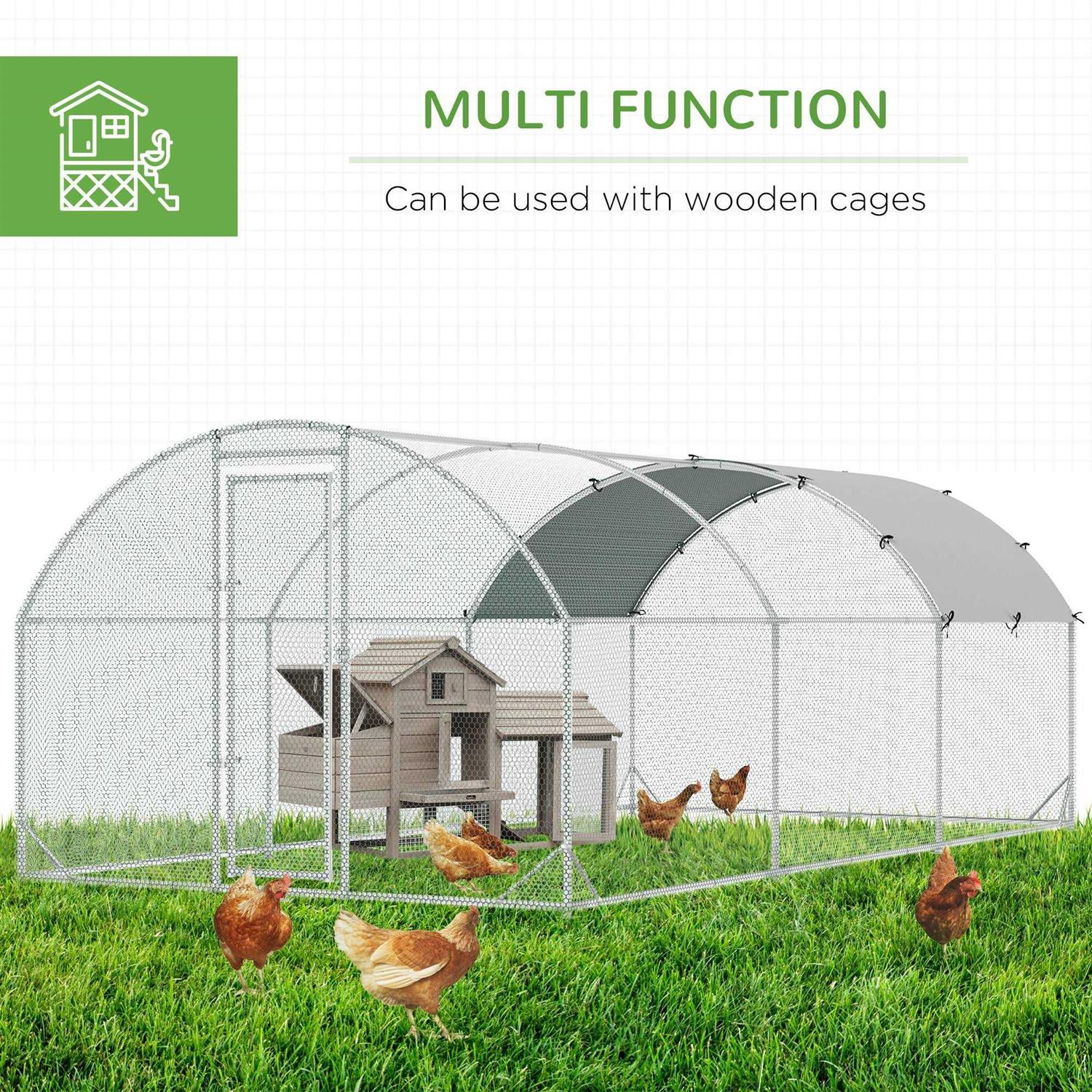 PawHut Metal Chicken Coop Walk-in Enclosure with Cover - Pet Supplies online store