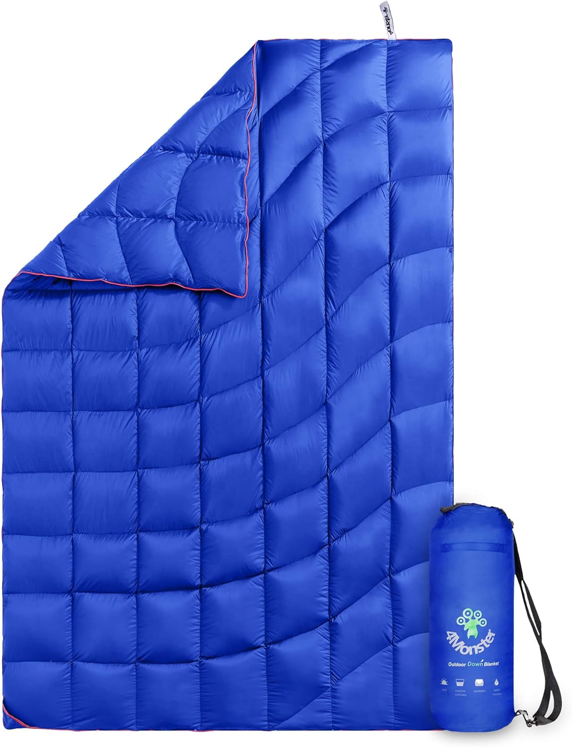 4Monster Outdoor Down Blankets Camping Blanket 650 Fill Travel Down Quilt Compact Waterproof for Picnics, Beach Trips, Camping and Backpacking