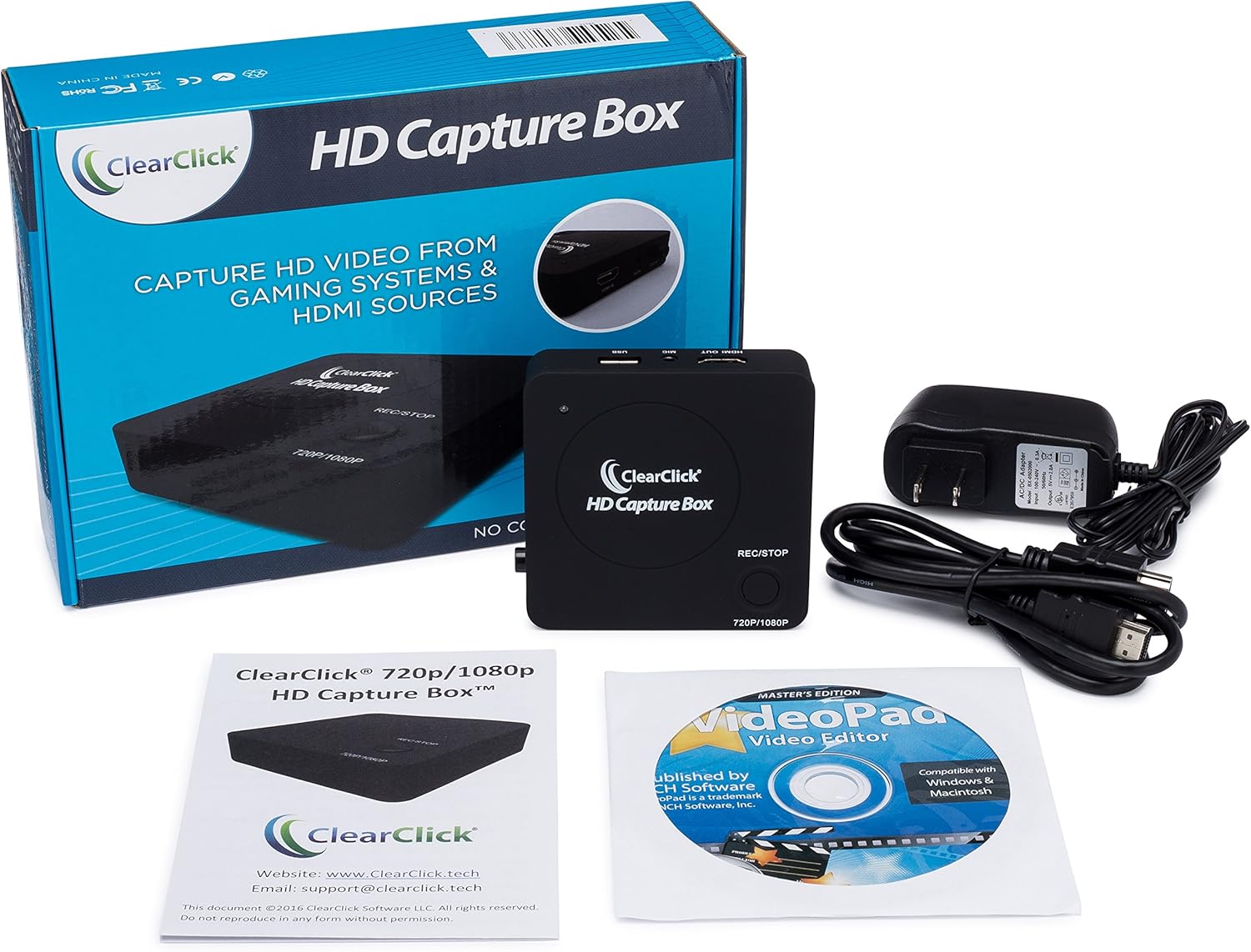 ClearClick HD Capture Box - Capture Video from Gaming Devices & HDMI Sources (No Computer Required)
