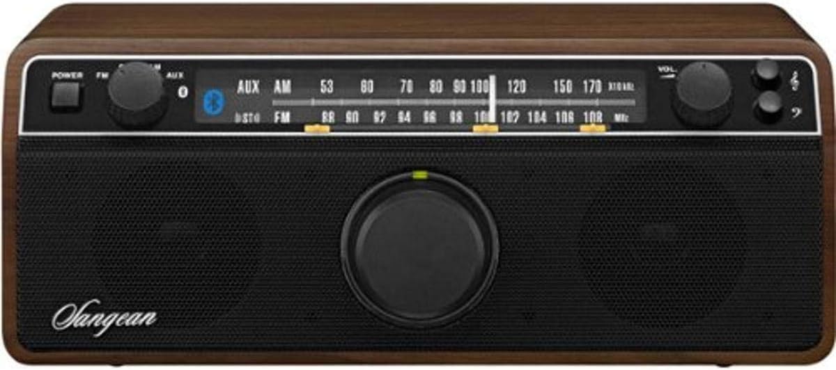 Sangean WR-12 AM/FM/Aux-In Stereo Analog Wooden Cabinet Radio (Walnut)