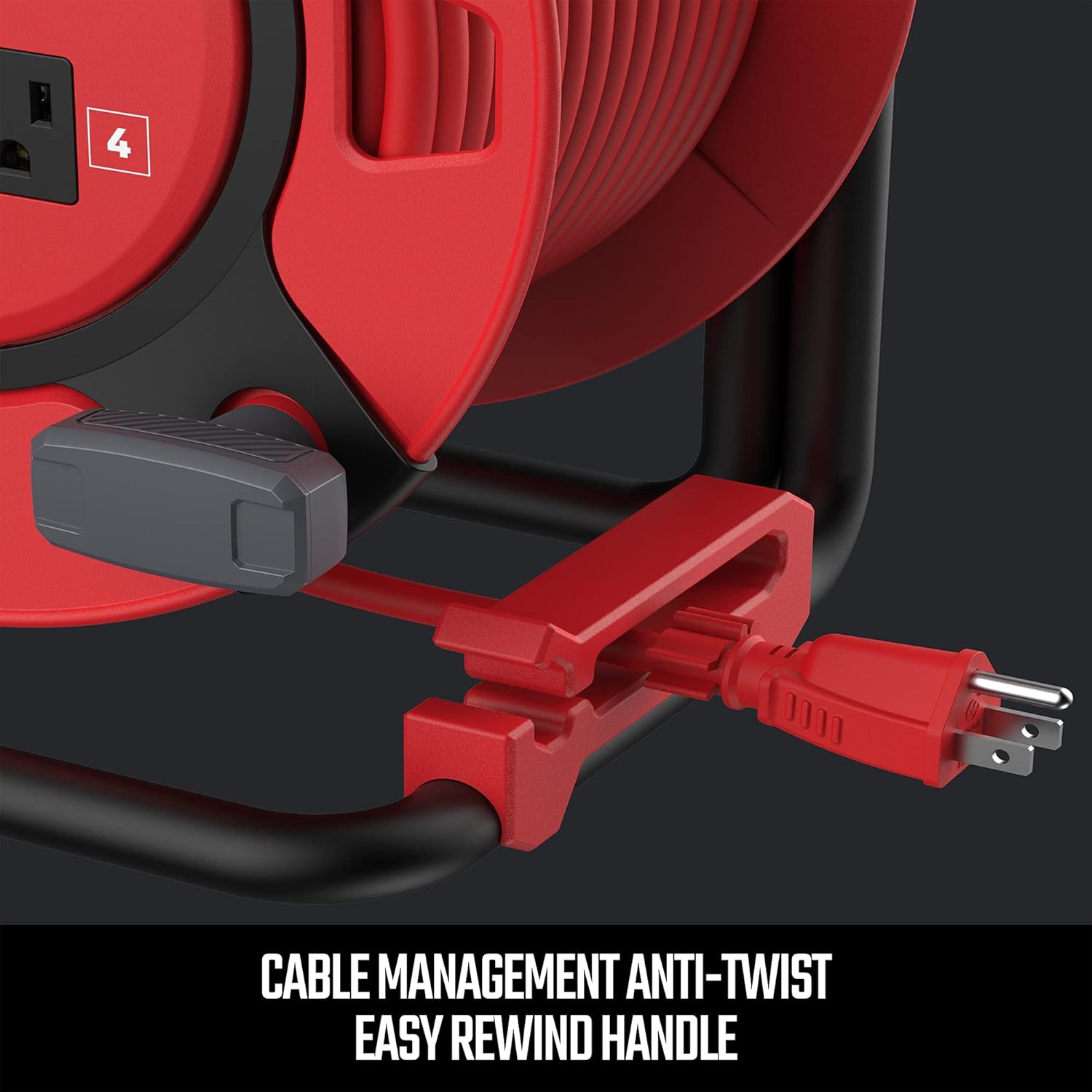 CRAFTSMAN Heavy Duty Retractable Extension Cord, 100 feet with 4 Outlets - 14AWG SJTW Cable - Outdoor Power Cord Reel