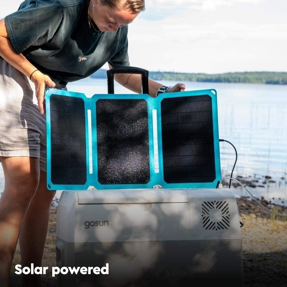 GOSUN Chill Solar Cooler & Solar Panel 30+ | Iceless Solar Powered Cooler With Wheels - 12 Volt Refrigerator Ice Chest With Portable Battery | 12v Beach Cooler & Solar Camping Equipment & Solar Panels