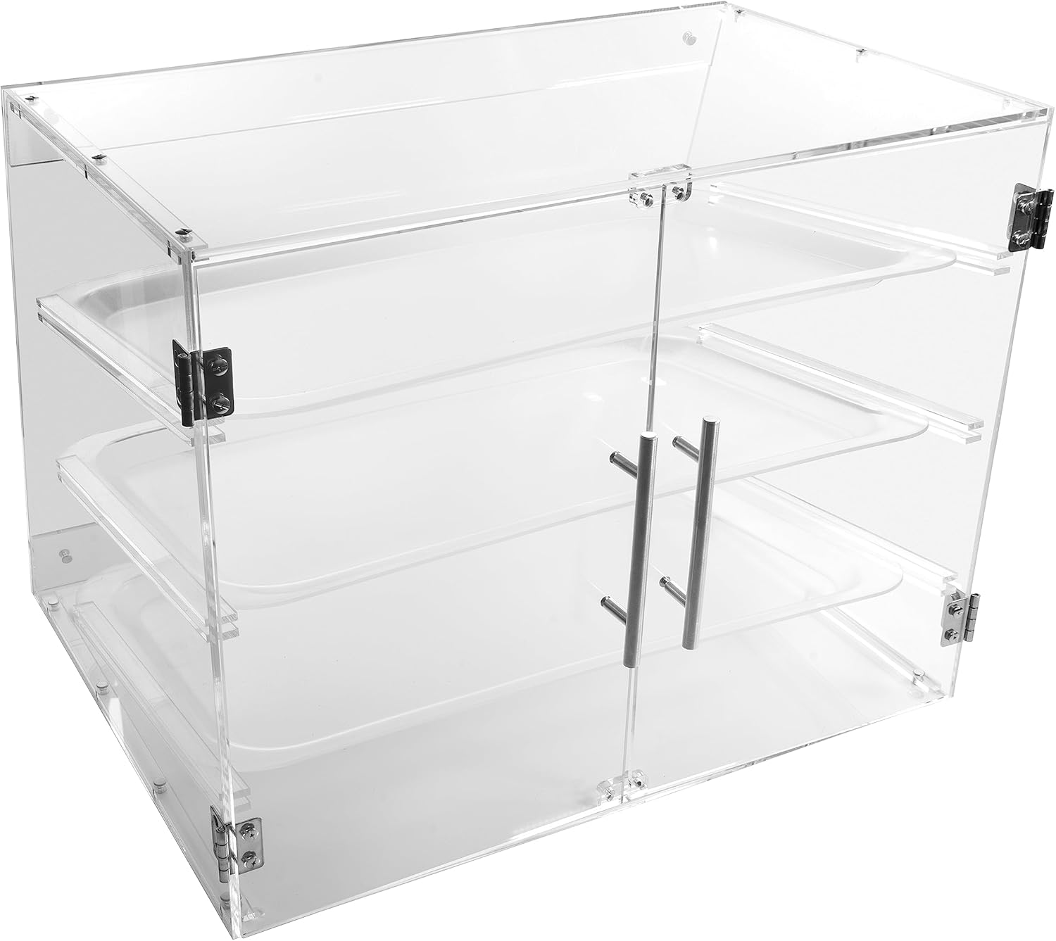 Pastry Display Case - 3-Tier Commercial Countertop Bakery Display Case - Pastry Display Case with Rear Door, includes Serving Tongs and Dough Scraper - Ideal for Baked Goods, Cookies, and Pastries