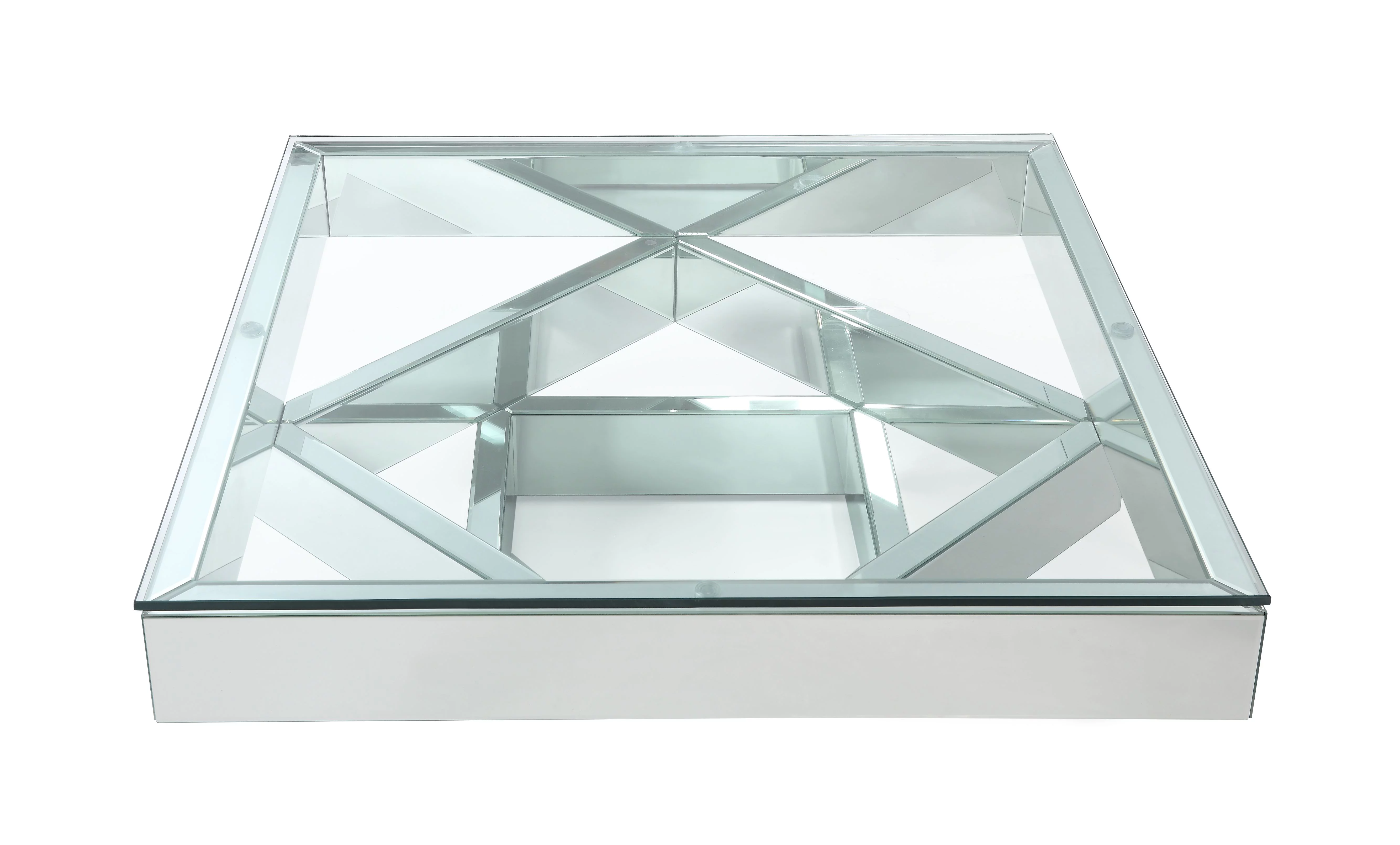 ACME Meria 40" Square Glass Top Mirrored Coffee Table