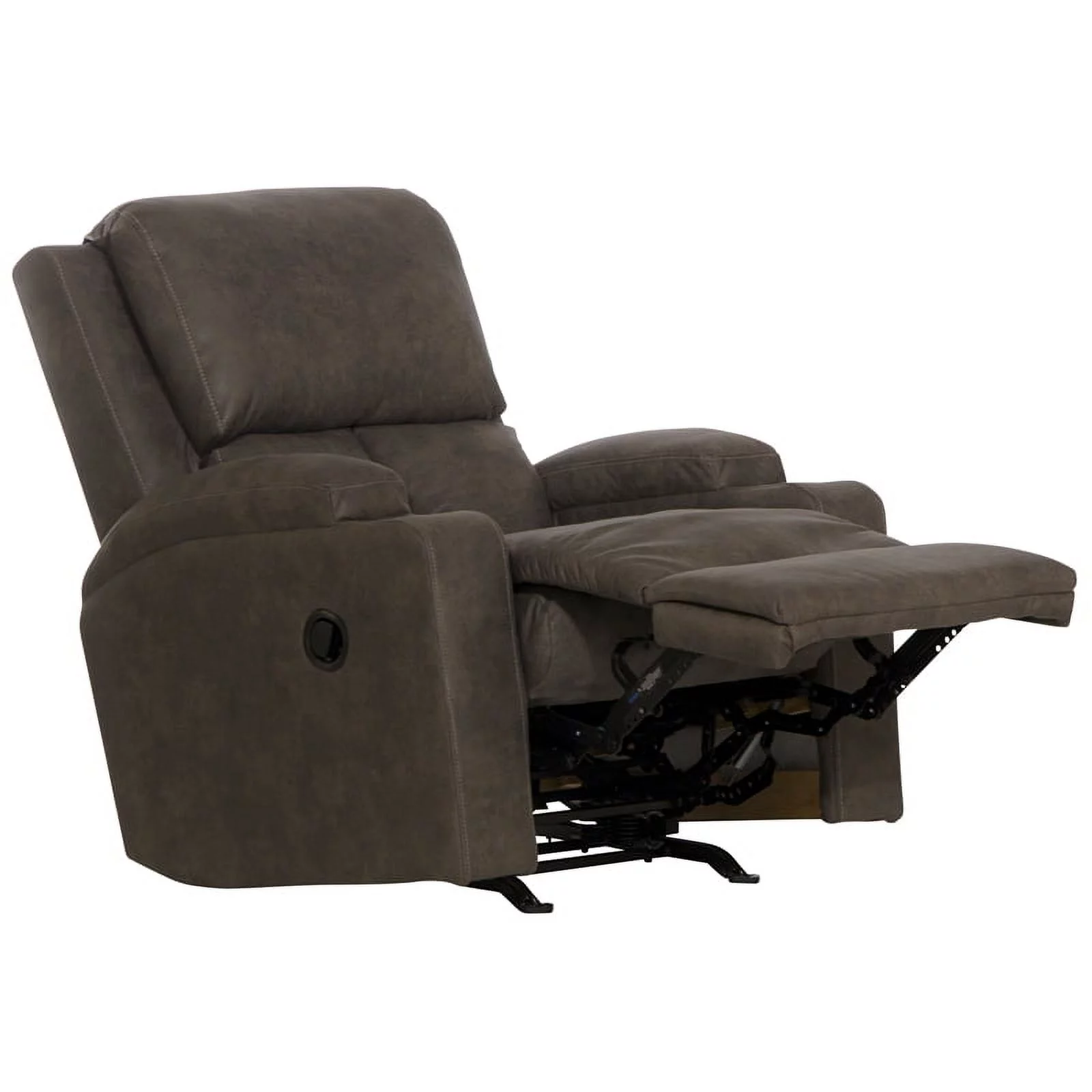 Catnapper Page Rocker Recliner with Two Cupholders in Gray Polyester Fabric