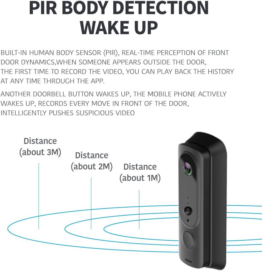 Smart Wireless WiFi Video Doorbell HD Security Camera with Motion Detection Night Vision Two-Way Talk and Real-time Video
