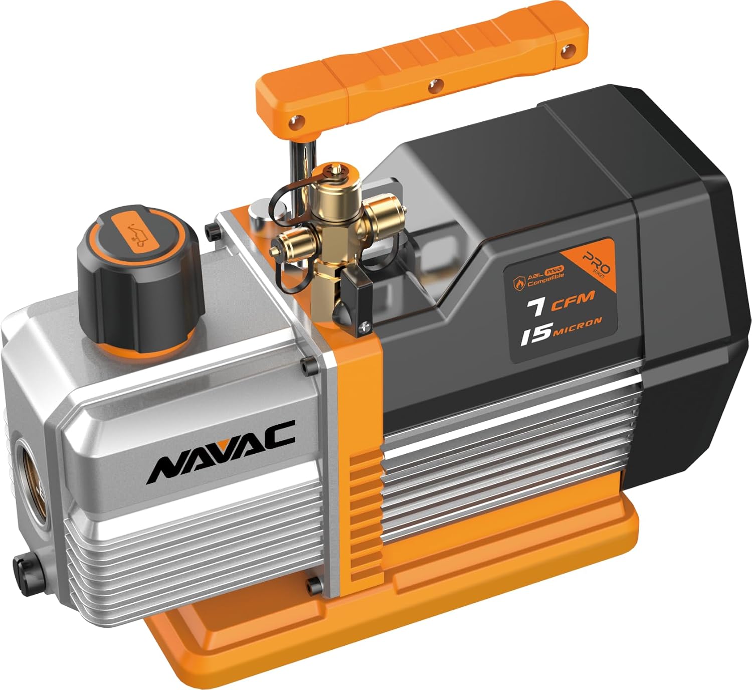 NAVAC NP7DP2 Vacuum Pump | Dual-Stage AC Motor | A2L Refrigerants | A/C Vacuum Pump Kit | 1 Year Warranty | for Evacuation of HVAC Equipment | 15 Microns | HVAC Vacuum Pump | Pro Series | 7 CFM