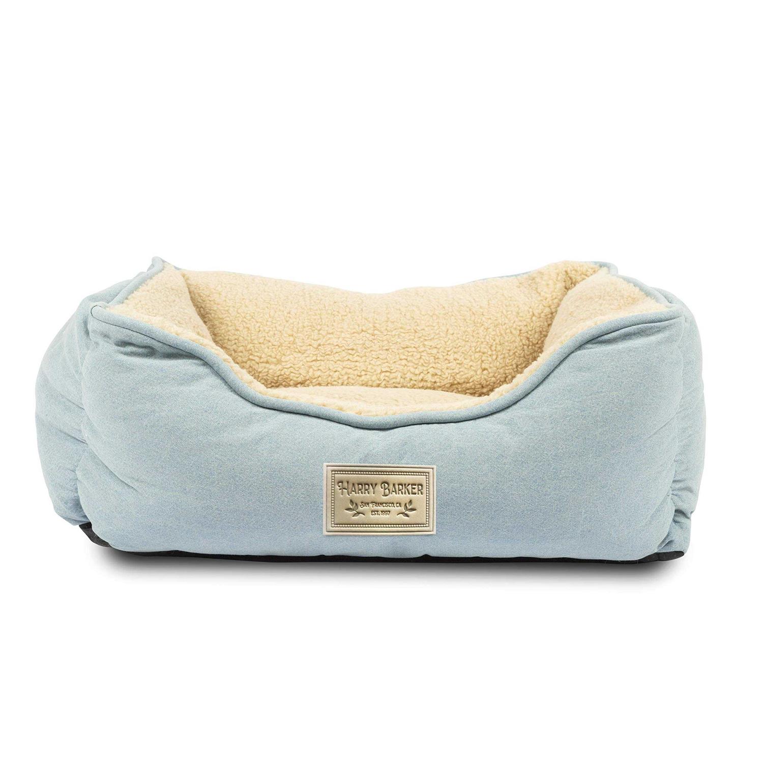 Harry Barker Blue Chambray Cozy Sherpa Bed - Pet Supplies online store