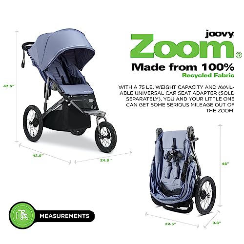 Joovy Zoom Lightweight Jogging Stroller Featuring High Child Seat, Shock-Absorbing Suspension, Extra-Large Air-Filled Tires, Parent Organizer, One-Handed Fold, and Easy One-Hand Fold, Slate