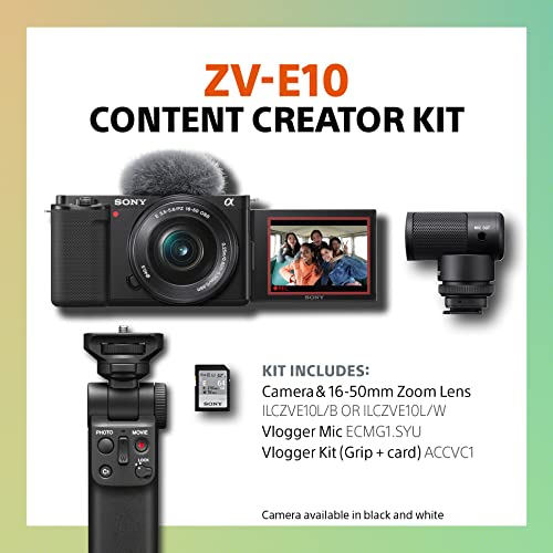 Sony Alpha ZV-E10 - APS-C Interchangeable Lens Mirrorless Vlog Camera Kit - Black