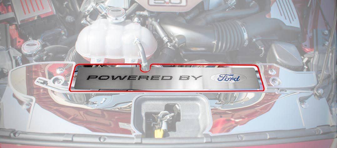 American Car Craft 273071-BGRN 2015-2021 Mustang GT/EcoBoost Radiator Cover Vanity Plate Ford