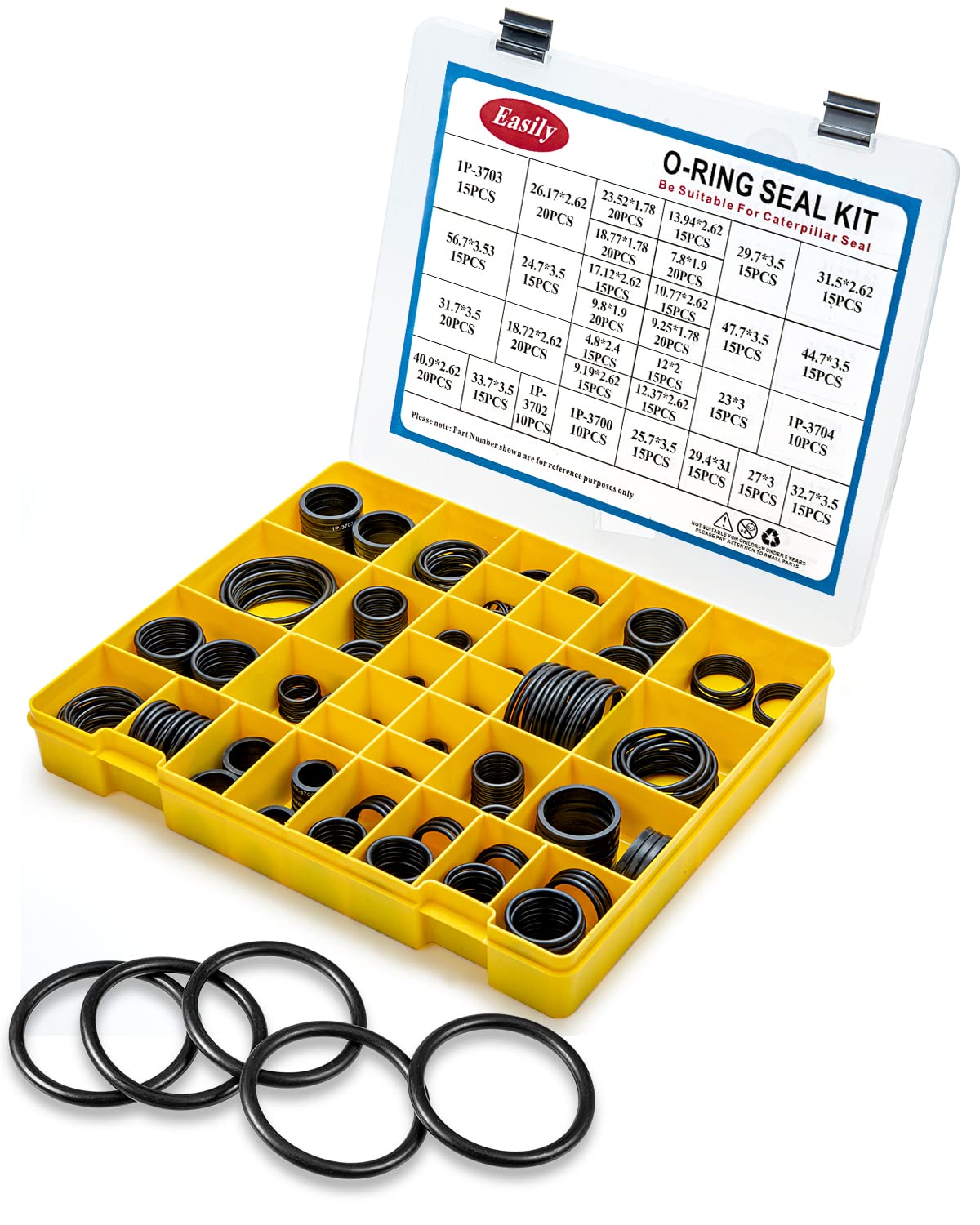 Rubber O Rings Assortment Kit, Fits for CAT Caterpillar Excavator, Nitrile 90, Hydraulic Hose Fitting Orings, Automotive Replacement Transmission Seals & O-Rings