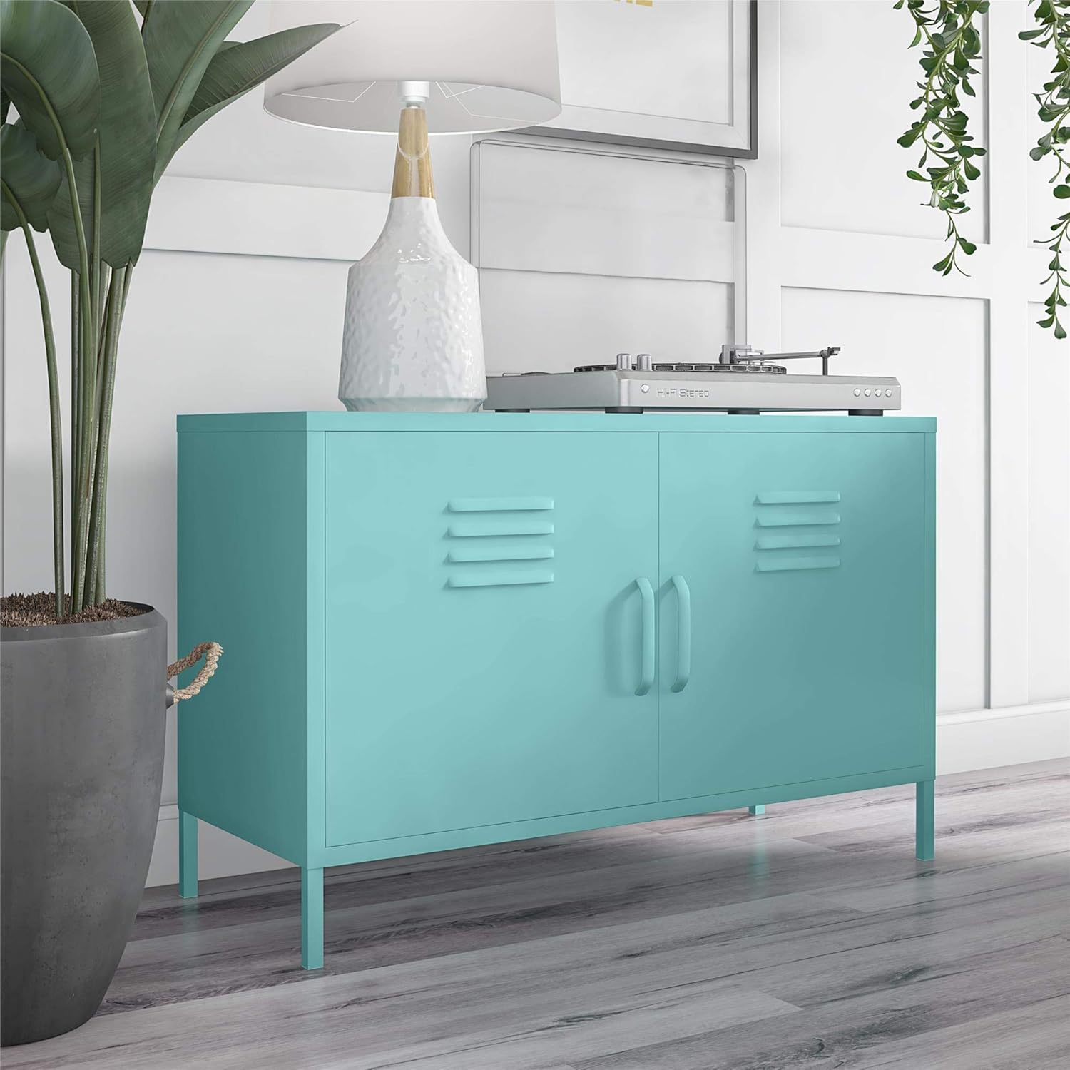 Novogratz Cache 2 Door Metal Locker Accent Cabinet Cache Metal Locker Mint End Table