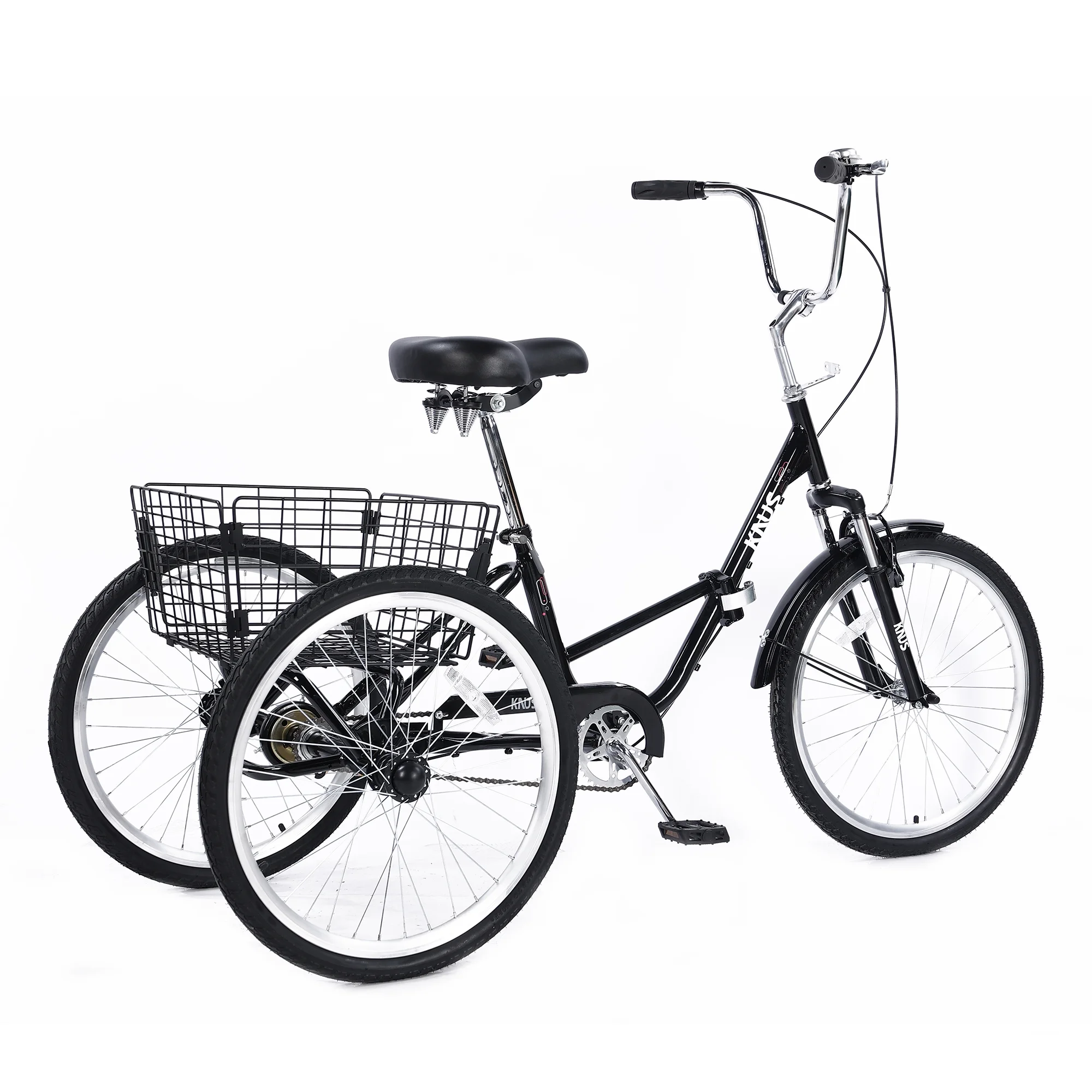 LISUEYNE Adult Folding Tricycles,Three Wheel Cruiser Bike,24 inch Wheels Adult Trikes with Low Step-Through,Large Basket,Foldable Tricycle for Adults,Women,Men,Adjustable Seat,Black - Curated Treasures Market