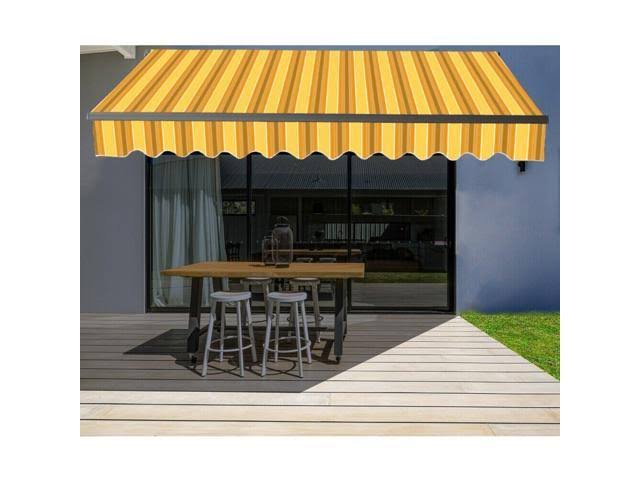 Aleko Motorized Retractable Home Patio Canopy Awning 13x10 Multi Yellow