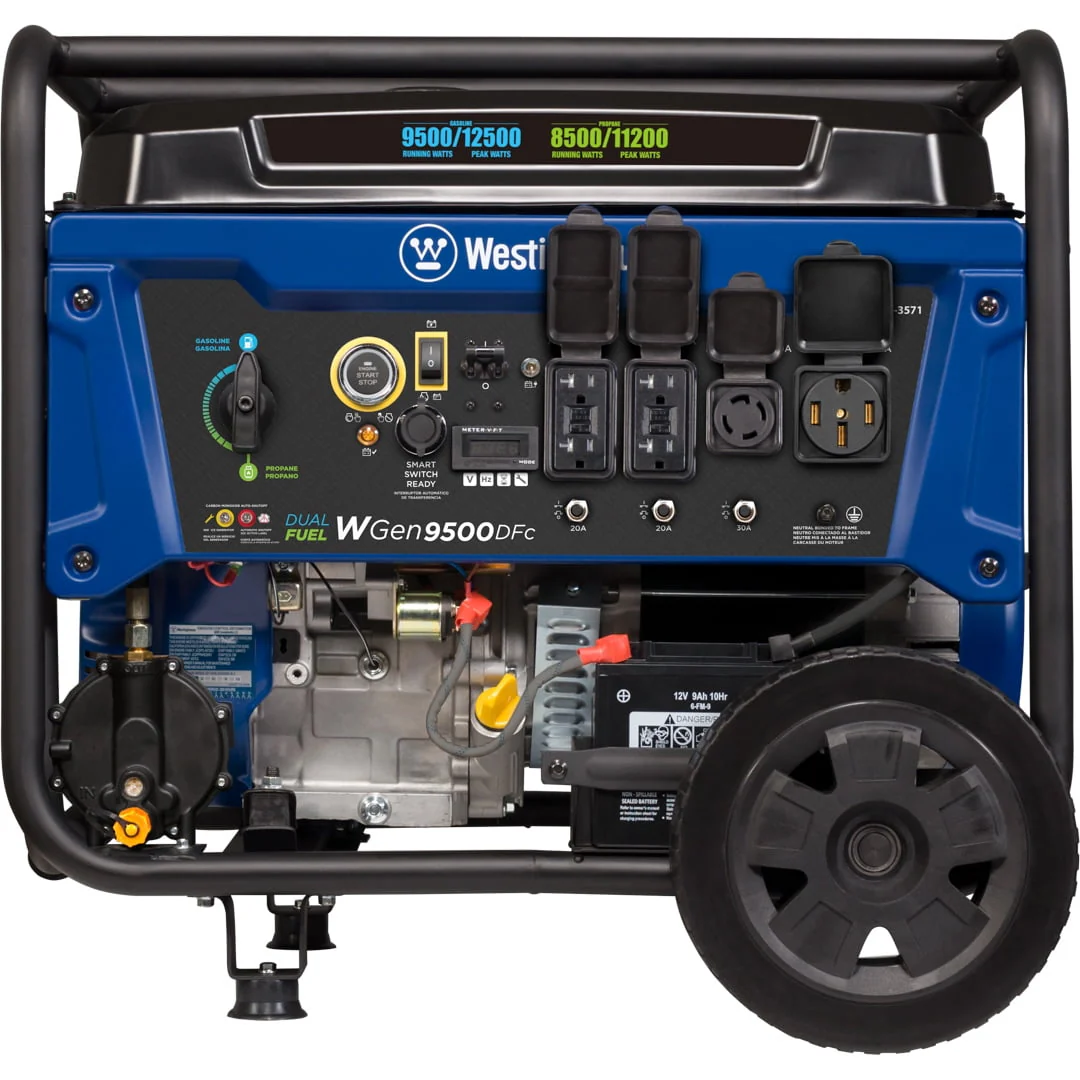 Westinghouse 12,500 Peak Watt Dual Fuel Portable Generator, Gas/Propane, Transfer Switch Ready, CO Sensor